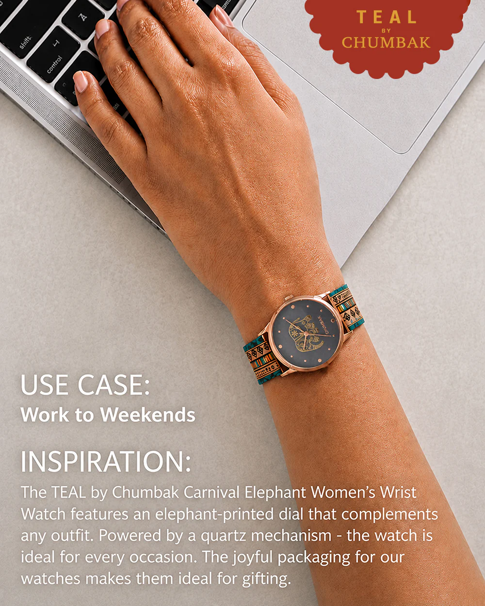 TEAL by Chumbak Carnival Elephant Watch-Black - Image 4