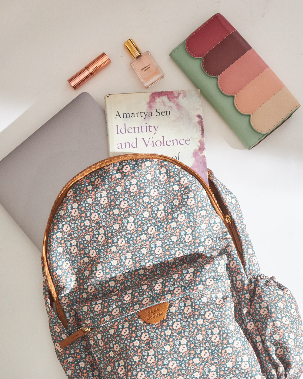 Teal by Chumbak Floral Beds Laptop backpack - Image 3