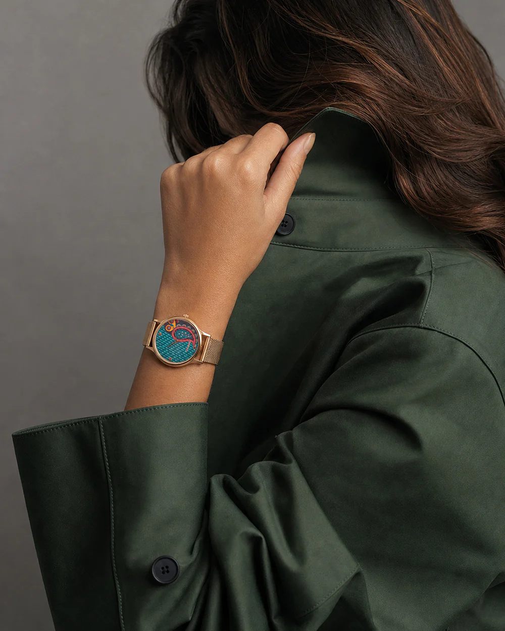 Teal by Chumbak Folk Owl Watch,Stainless Steel Mesh Strap