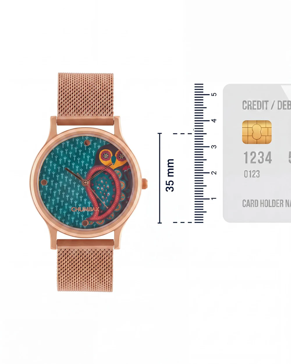 Teal by Chumbak Folk Owl Watch,Stainless Steel Mesh Strap - Image 5
