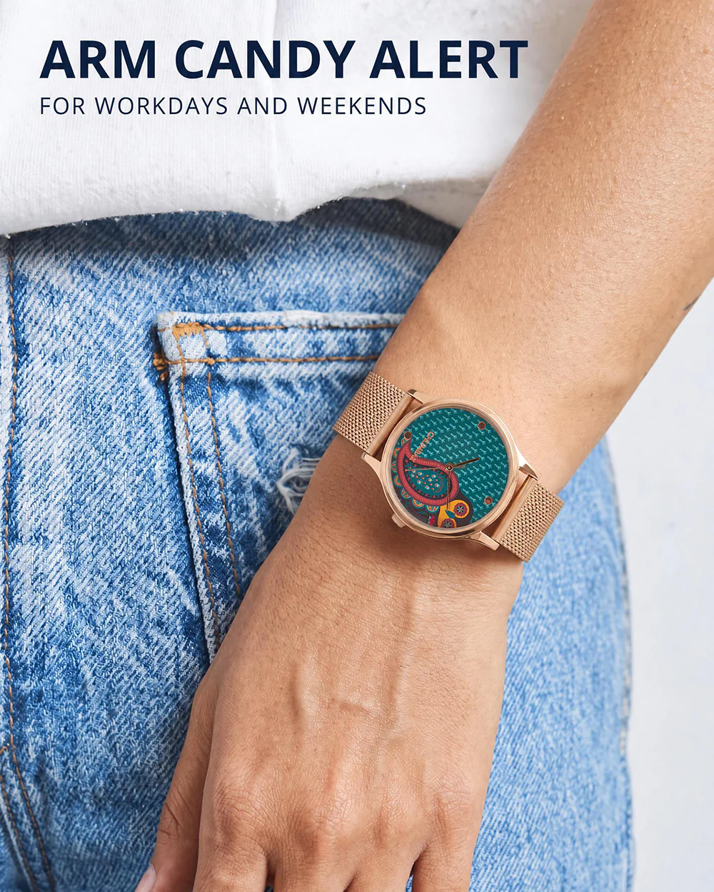 Teal by Chumbak Folk Owl Watch,Stainless Steel Mesh Strap - Image 8