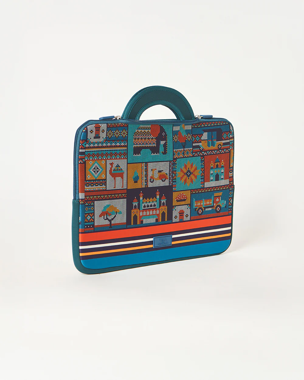 Teal by Chumbak Folk Tales Laptop Sleeve, 13" - Image 6