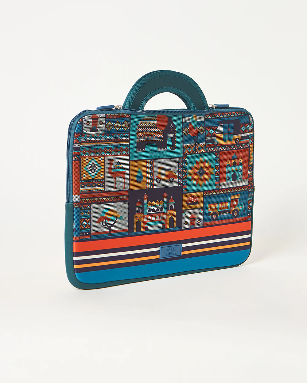Teal by Chumbak Folk Tales Laptop Sleeve, 15" - Image 6