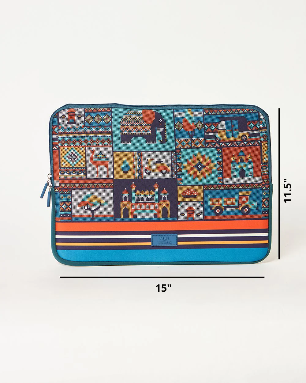 Teal by Chumbak Folk Tales Laptop Sleeve, 15" - Image 8