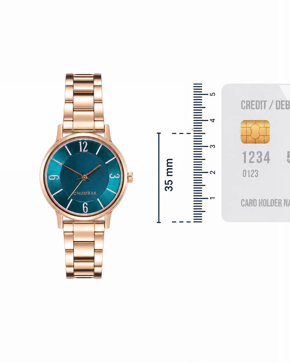 TEAL by Chumbak Forest Jade Watch, Metal link Strap - Image 5