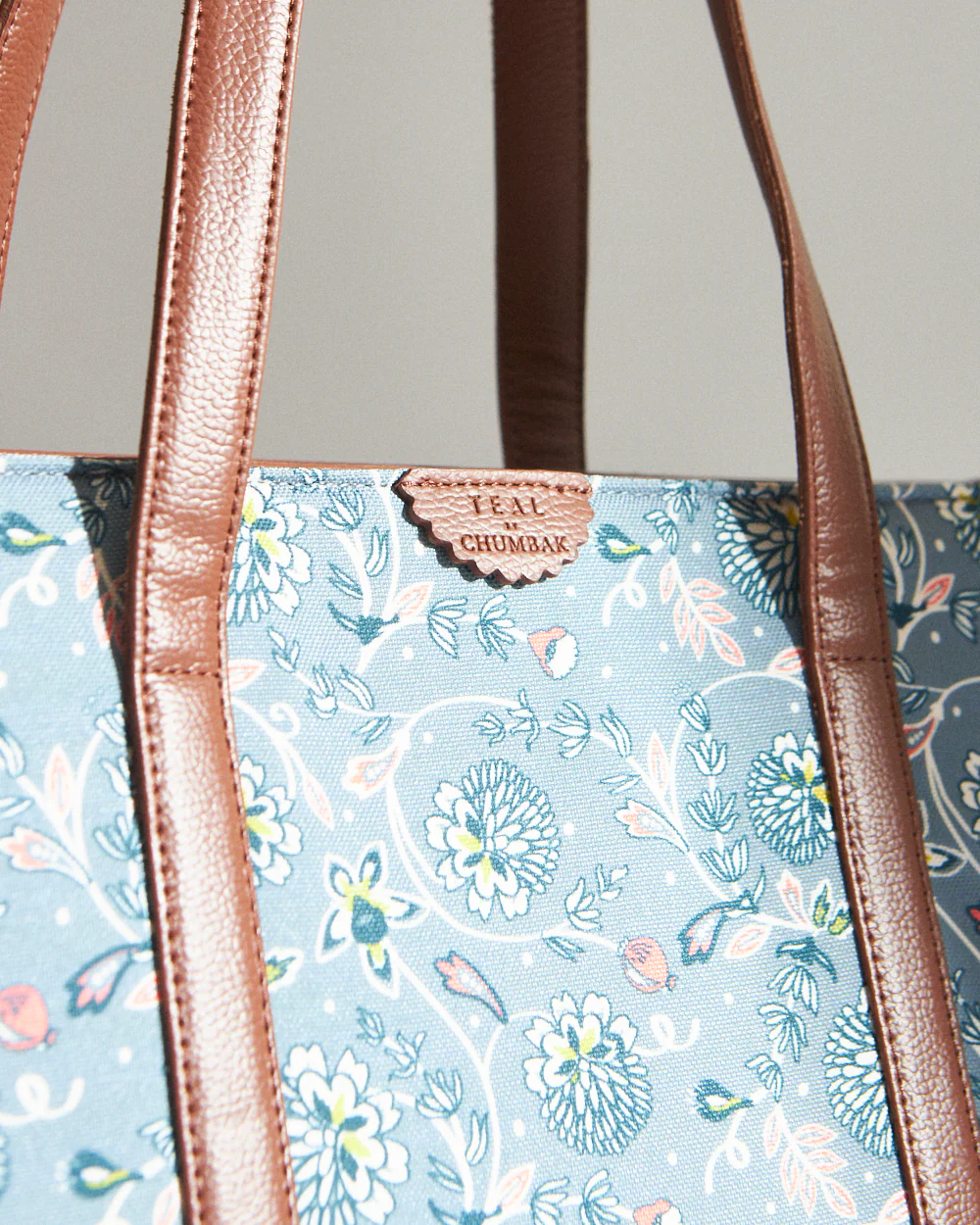 Teal by Chumbak Grey Bloom Canvas Tote - Image 7