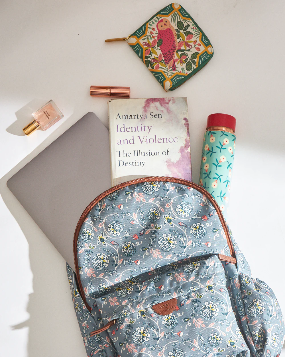 Teal by Chumbak Grey Bloom Laptop Backpack - Image 3