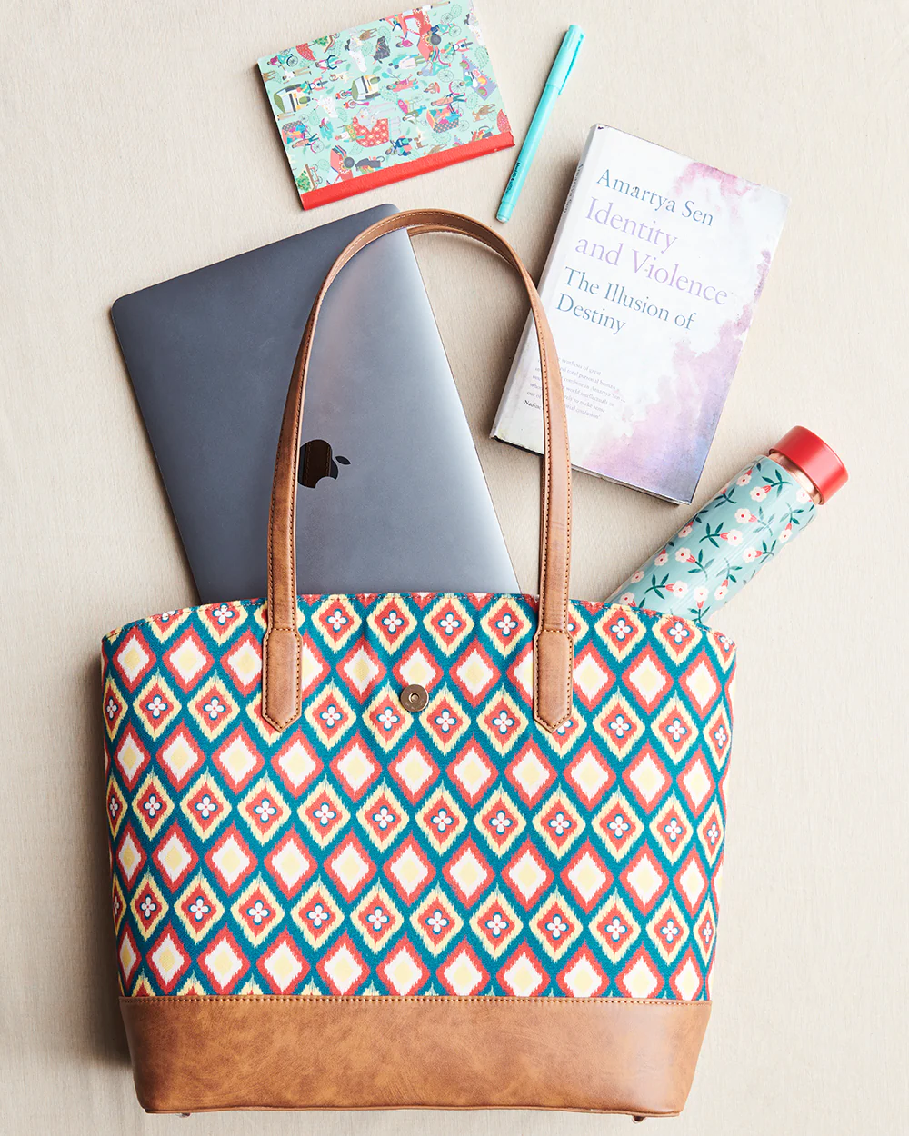 Teal by Chumbak Ikkat Glow Work Tote - Image 6