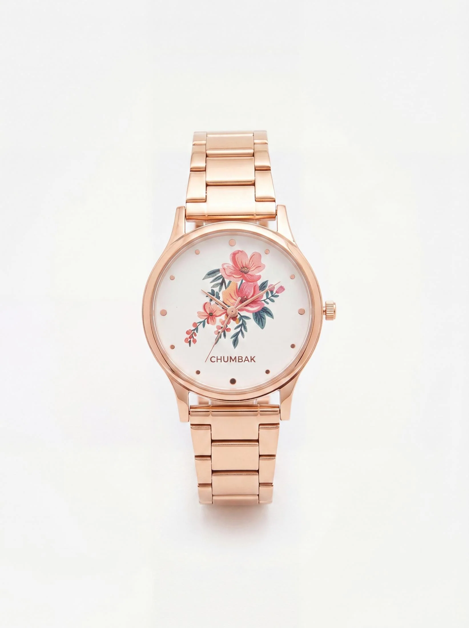 TEAL by Chumbak Jungle Flowers Watch, Metal link Strap - Image 2