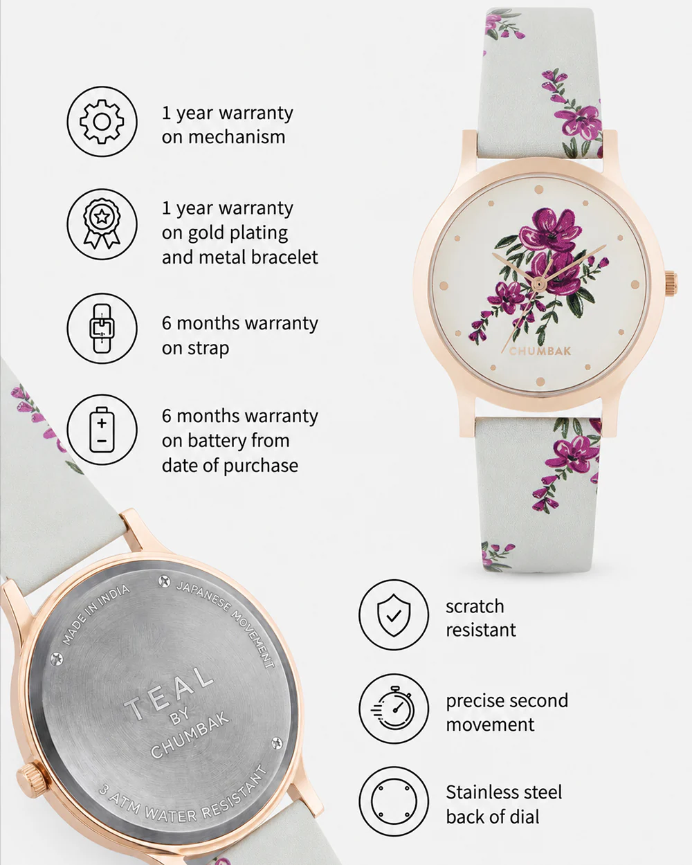 TEAL by Chumbak Jungle Flowers Watch-Mint - Image 6