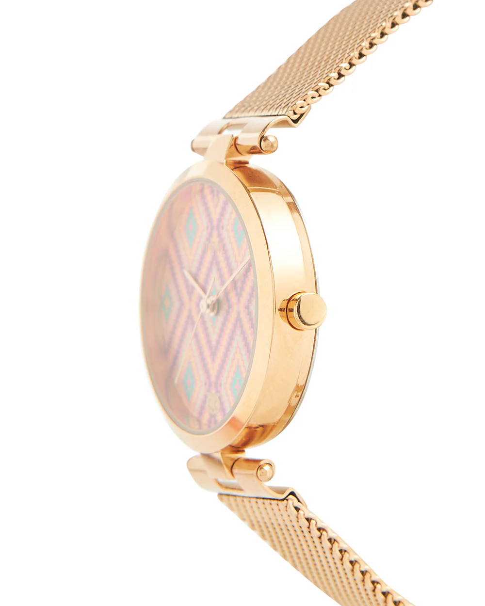 Teal by Chumbak Kilim Watch Metal Mesh Strap - Pink - Image 3