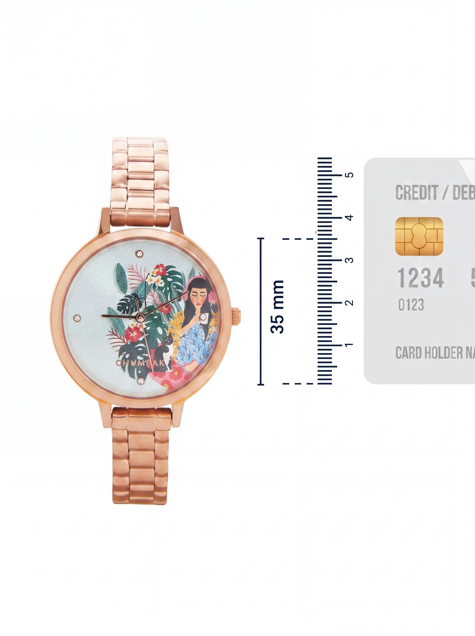 Teal by Chumbak Live Slow Watch,Stainless Steel Link Strap - Image 5