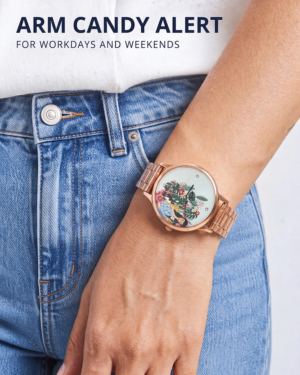 Teal by Chumbak Live Slow Watch,Stainless Steel Link Strap - Image 8