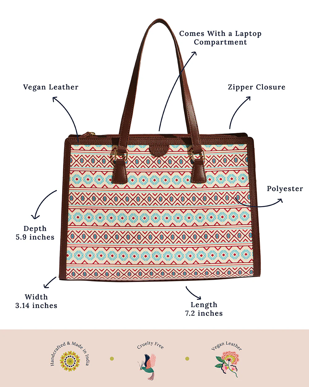Teal by Chumbak Mercado Aztec Office Tote - Image 8