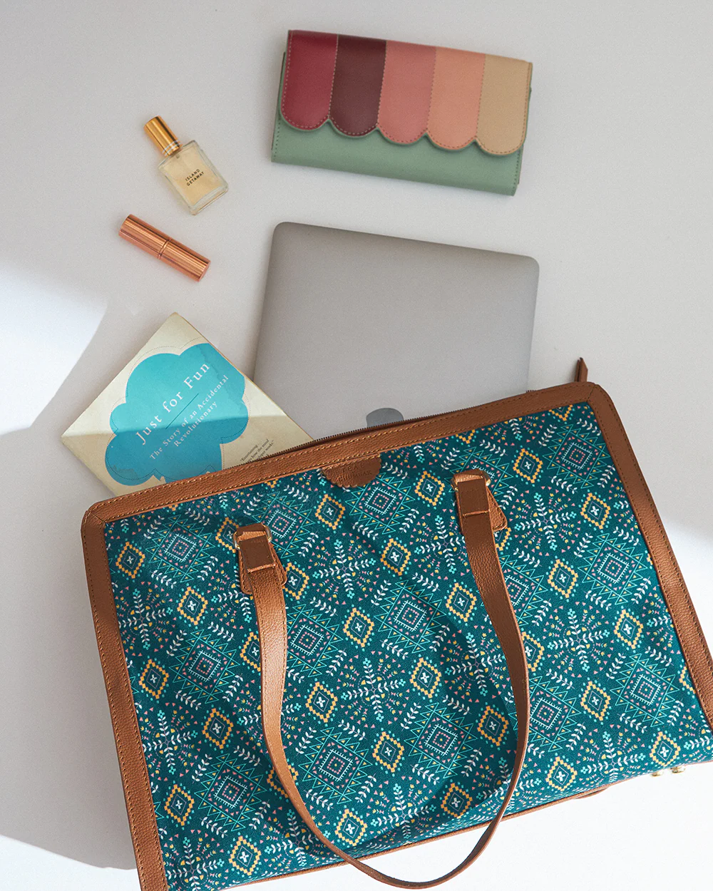 Teal by Chumbak Mexico Aztec Office Tote - Image 2