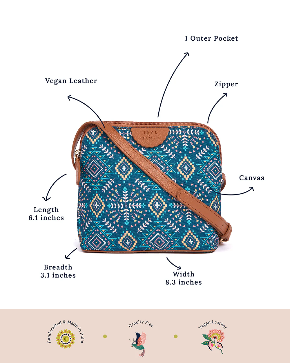 Teal by Chumbak Mexico Aztec Sling Bag - Image 9
