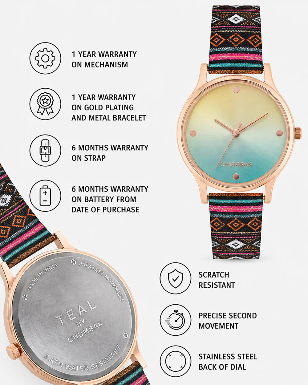 TEAL by Chumbak Ombre Aztec Watch-Black - Image 6
