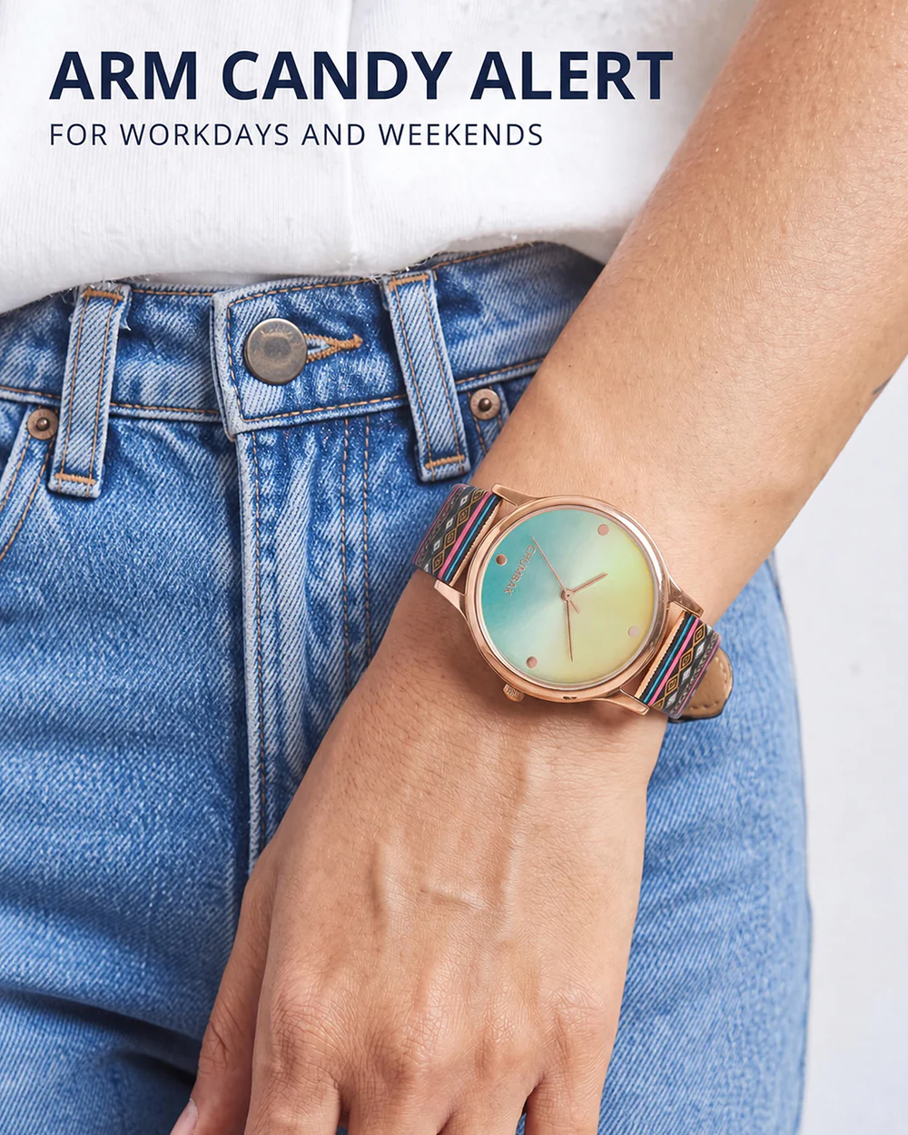 TEAL by Chumbak Ombre Aztec Watch-Black - Image 8