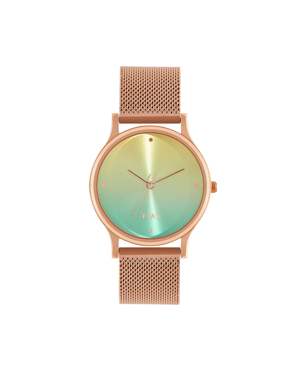 Teal By Chumbak | Ombre Green Watch - Metal Mesh Strap - Image 2