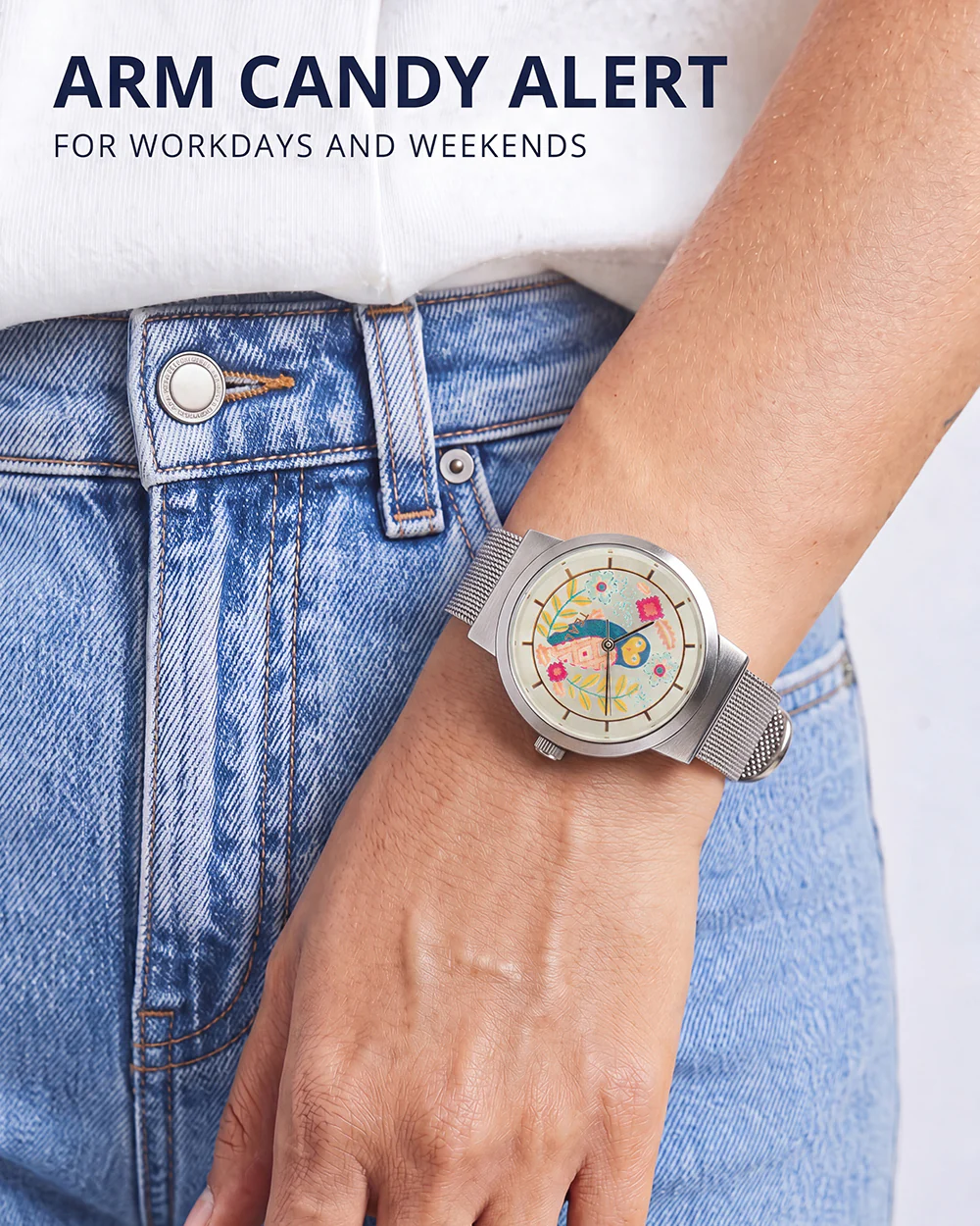Teal by Chumbak Owlsome Watch | Metal Mesh Strap - Silver - Image 8