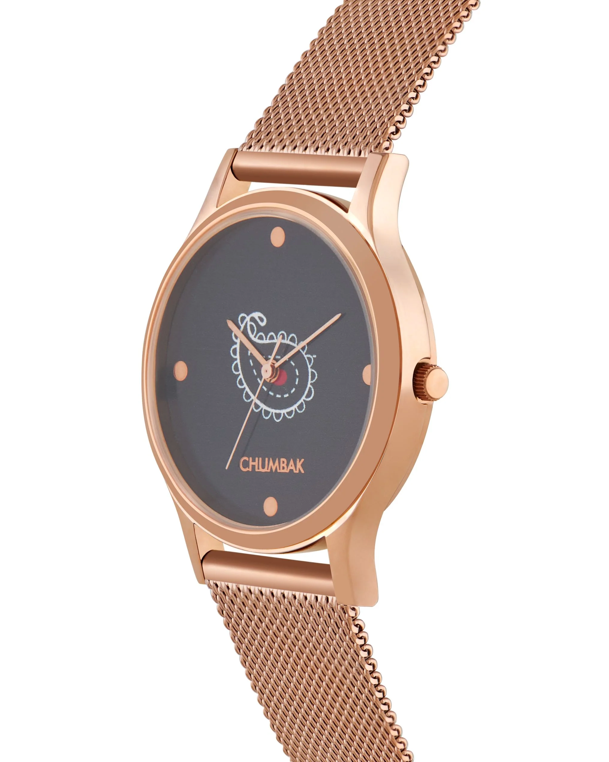 Teal by Chumbak Paisley Watch,Stainless Steel Mesh Strap - Image 3