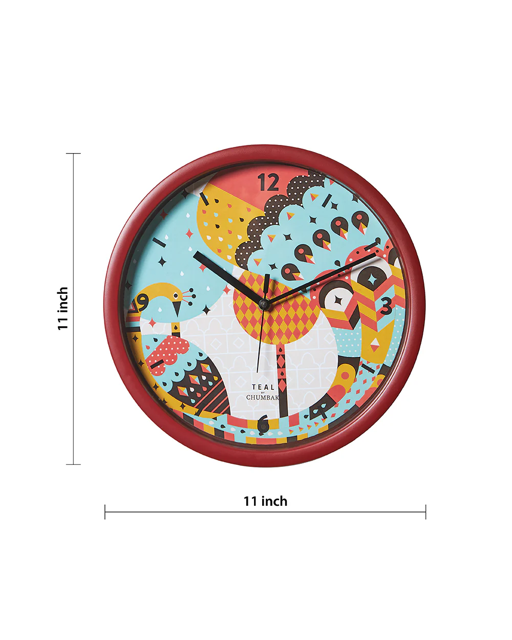 Teal by Chumbak |Peacock Pride Wall Clock | 11 inch - Image 7