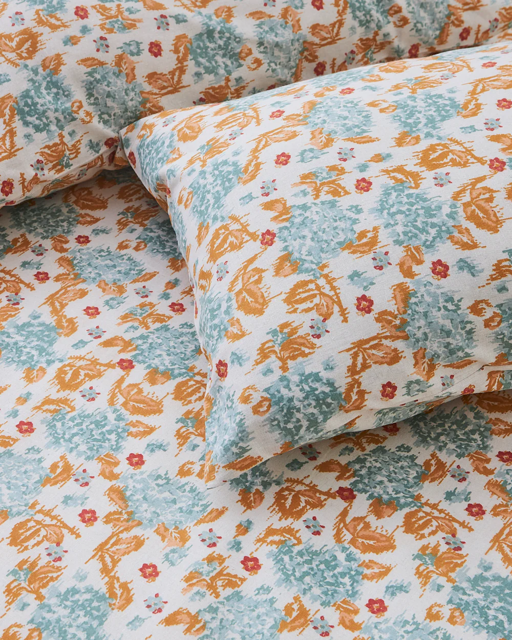 TEAL by Chumbak Pixel Florals  Bedsheet, Teal - Queen size, 104 TC - Image 4