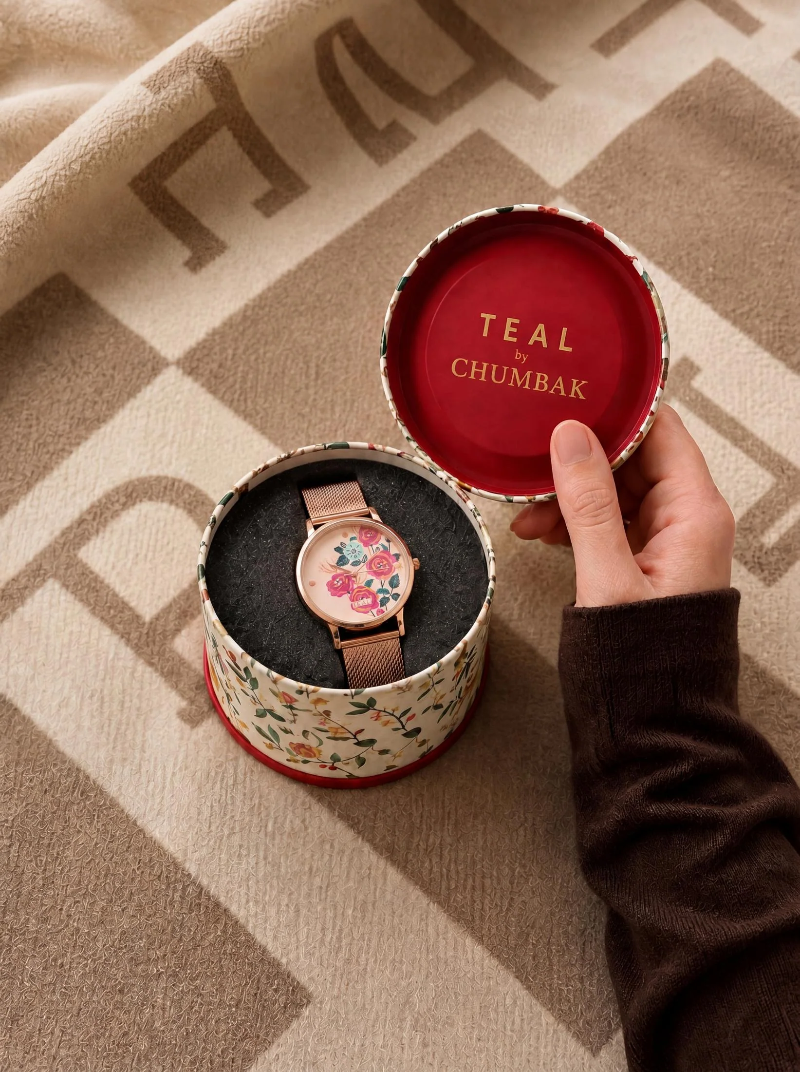 TEAL by Chumbak Rose Garden Watch, Metal Mesh Strap - Image 7