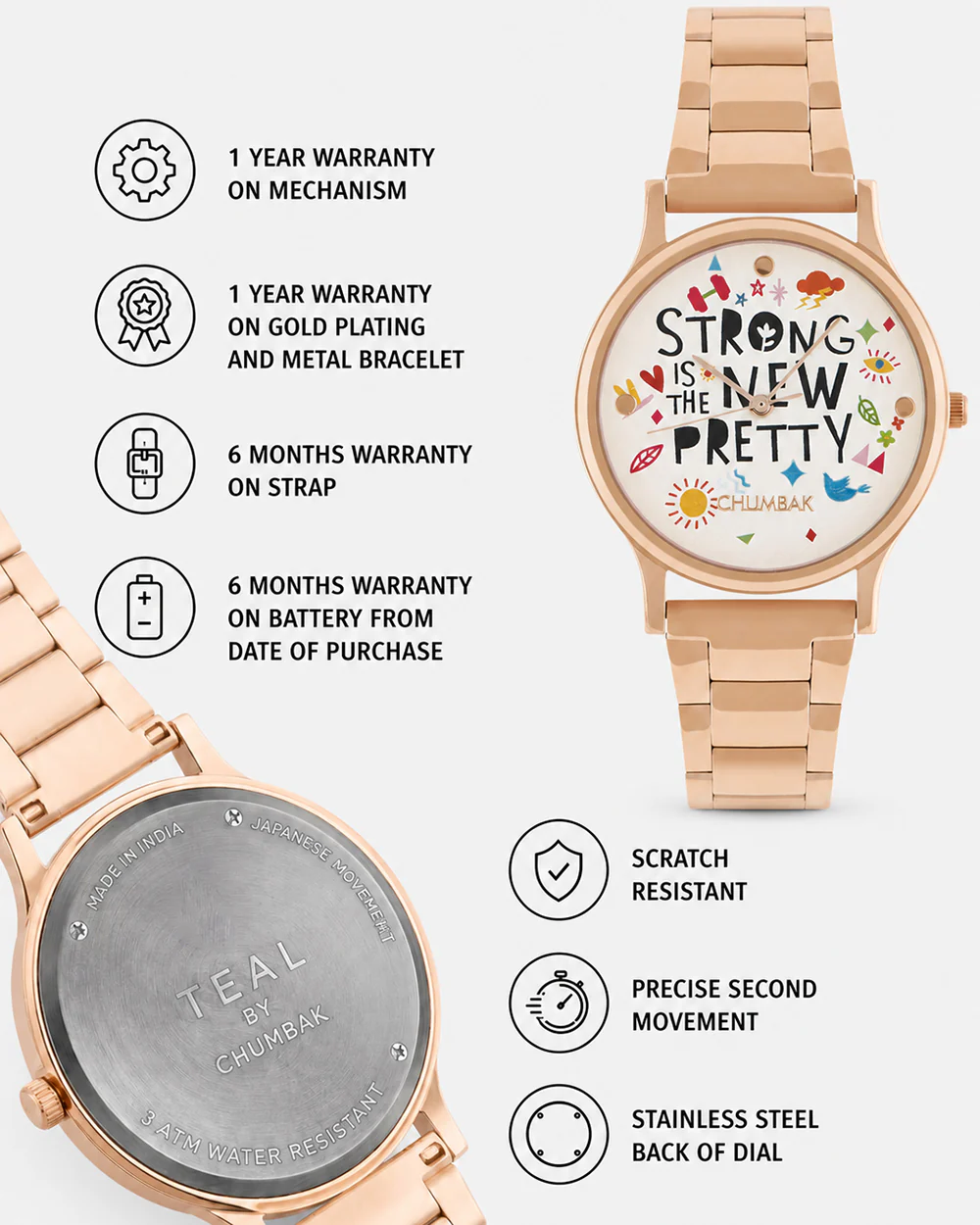 TEAL by Chumbak Strong is the new pretty Watch,Metal link Strap - Image 6