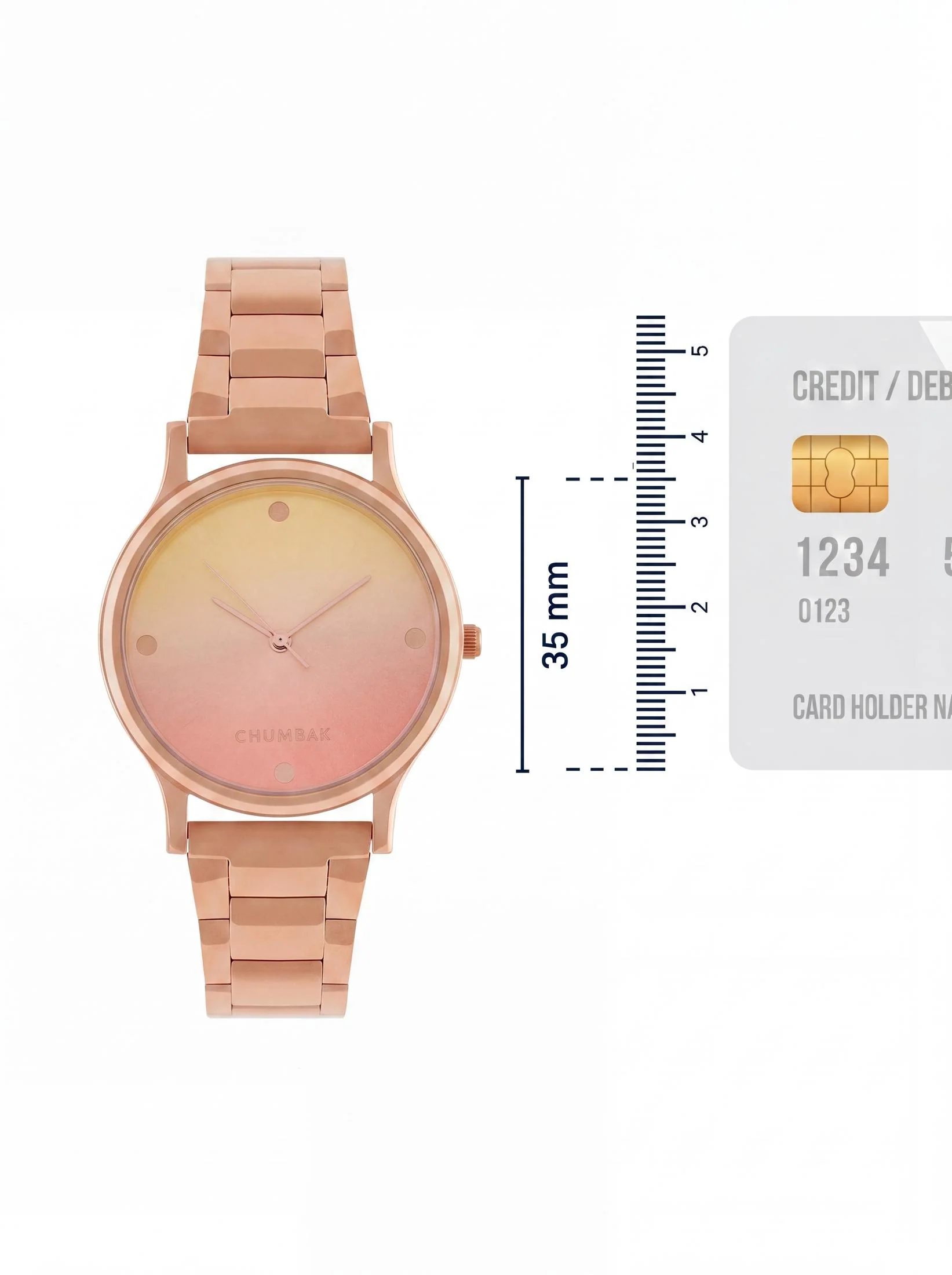 TEAL by Chumbak Sunset Ombre Watch, Metal link Strap - Image 5