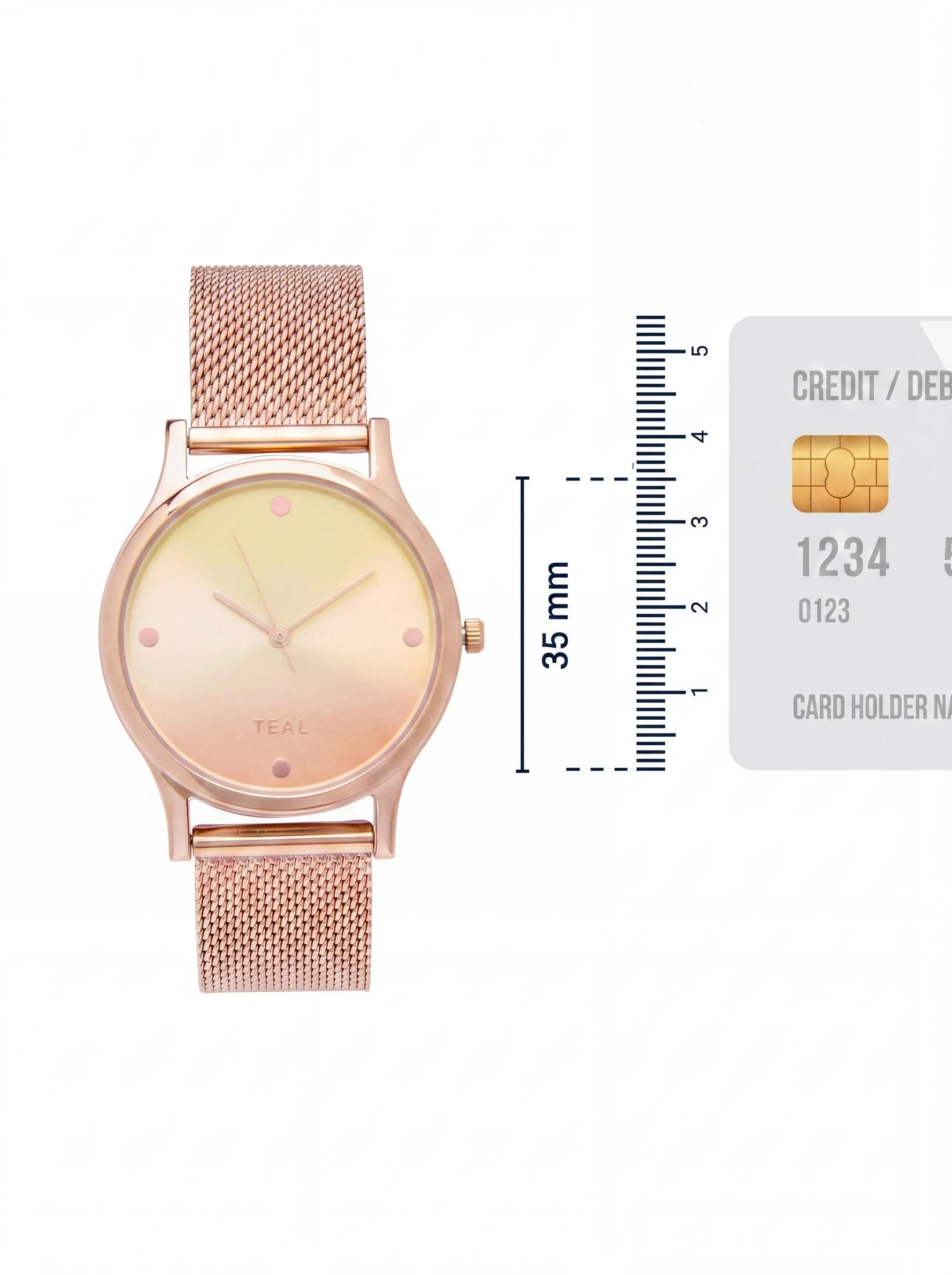 TEAL by Chumbak Sunset Ombre Watch, Metal Mesh Strap - Image 5