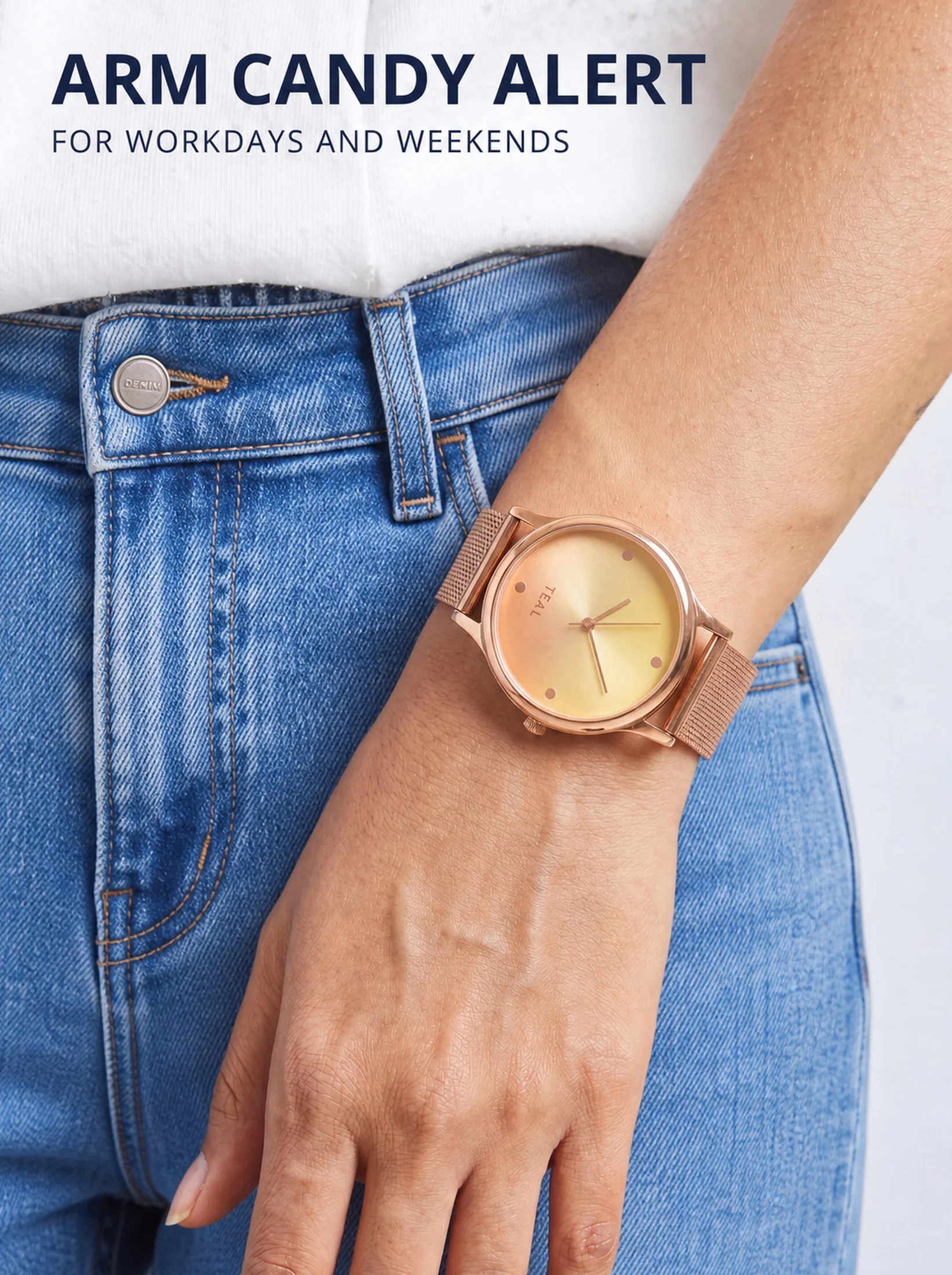 TEAL by Chumbak Sunset Ombre Watch, Metal Mesh Strap - Image 8