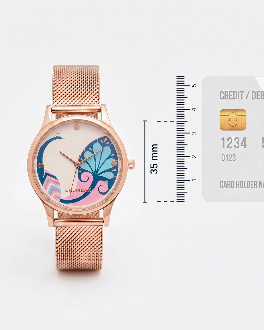 Teal By Chumbak |  Urban feathers Watch - Metal Mesh Strap - Image 5