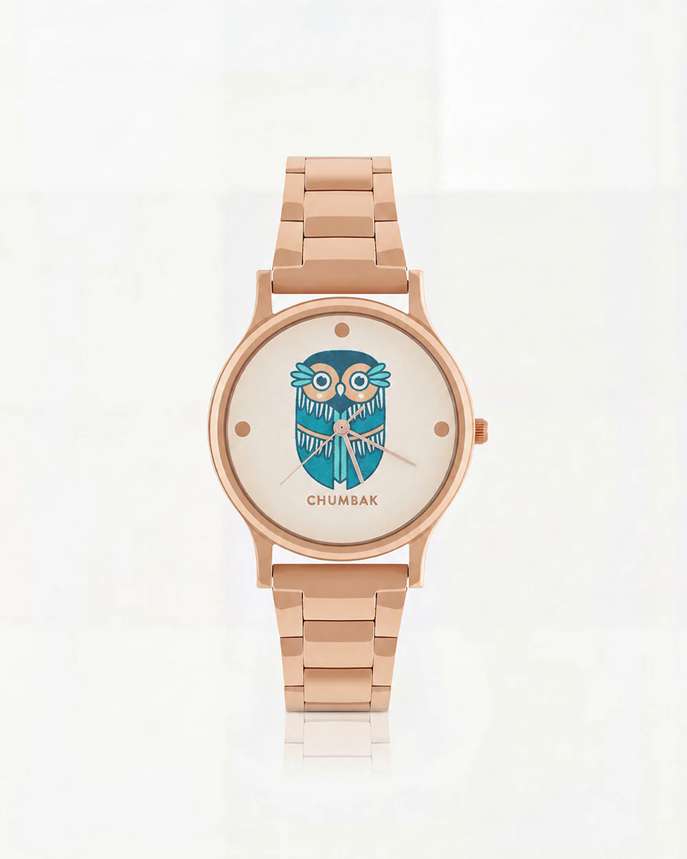 TEAL by Chumbak Vintage Owl Watch, Metal link Strap - Image 2