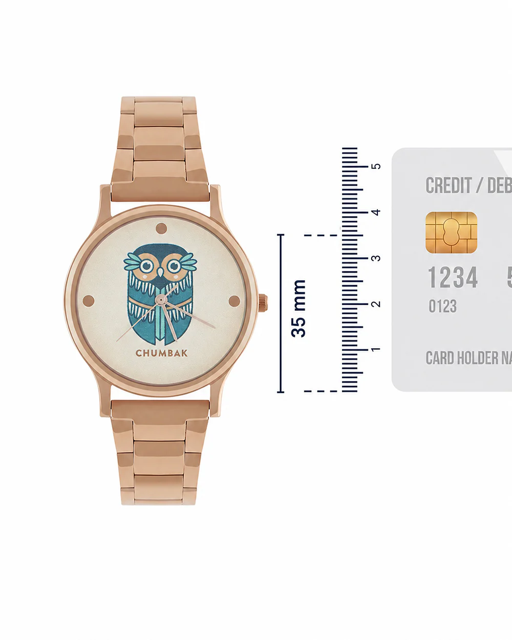 TEAL by Chumbak Vintage Owl Watch, Metal link Strap - Image 5