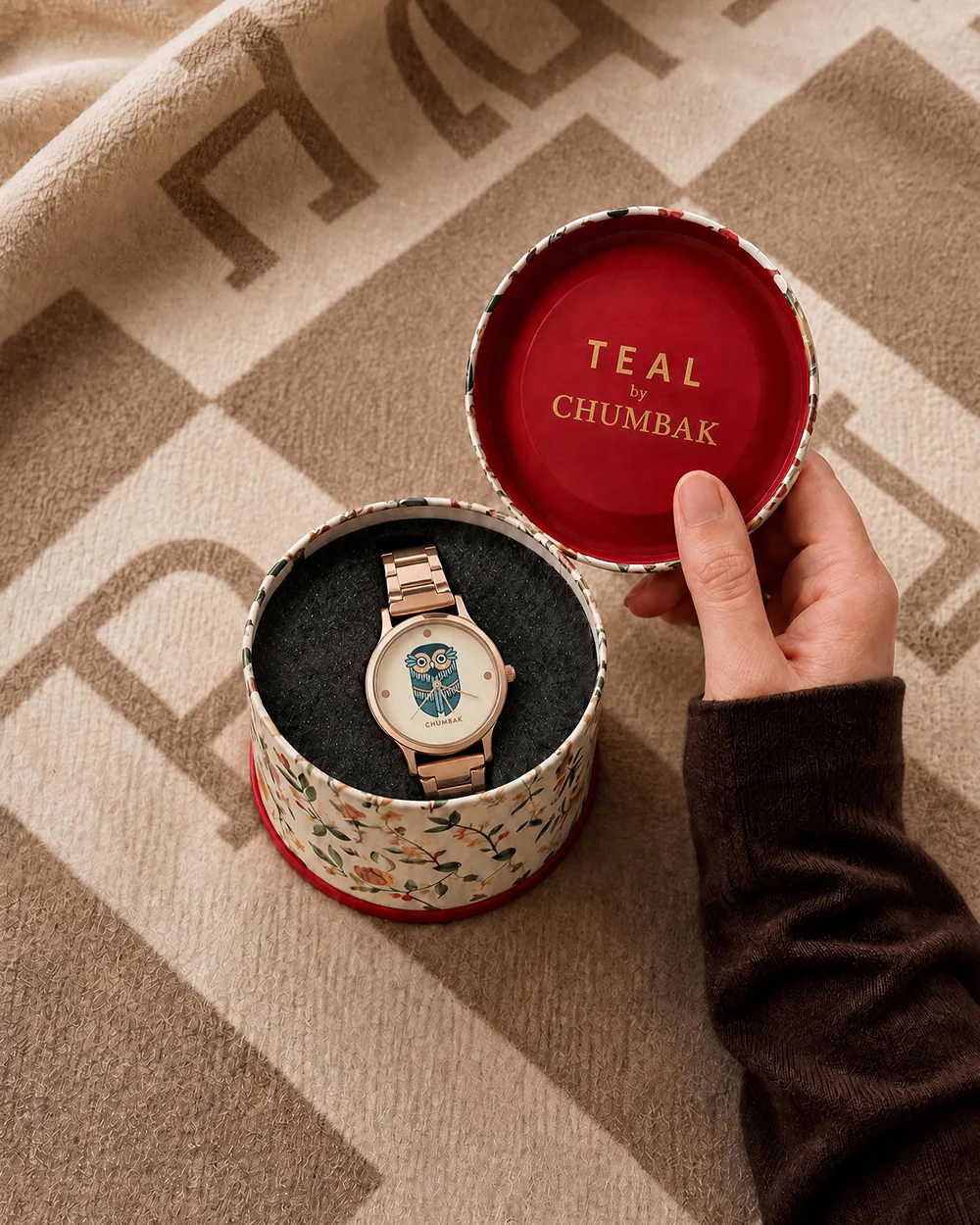 TEAL by Chumbak Vintage Owl Watch, Metal link Strap - Image 7