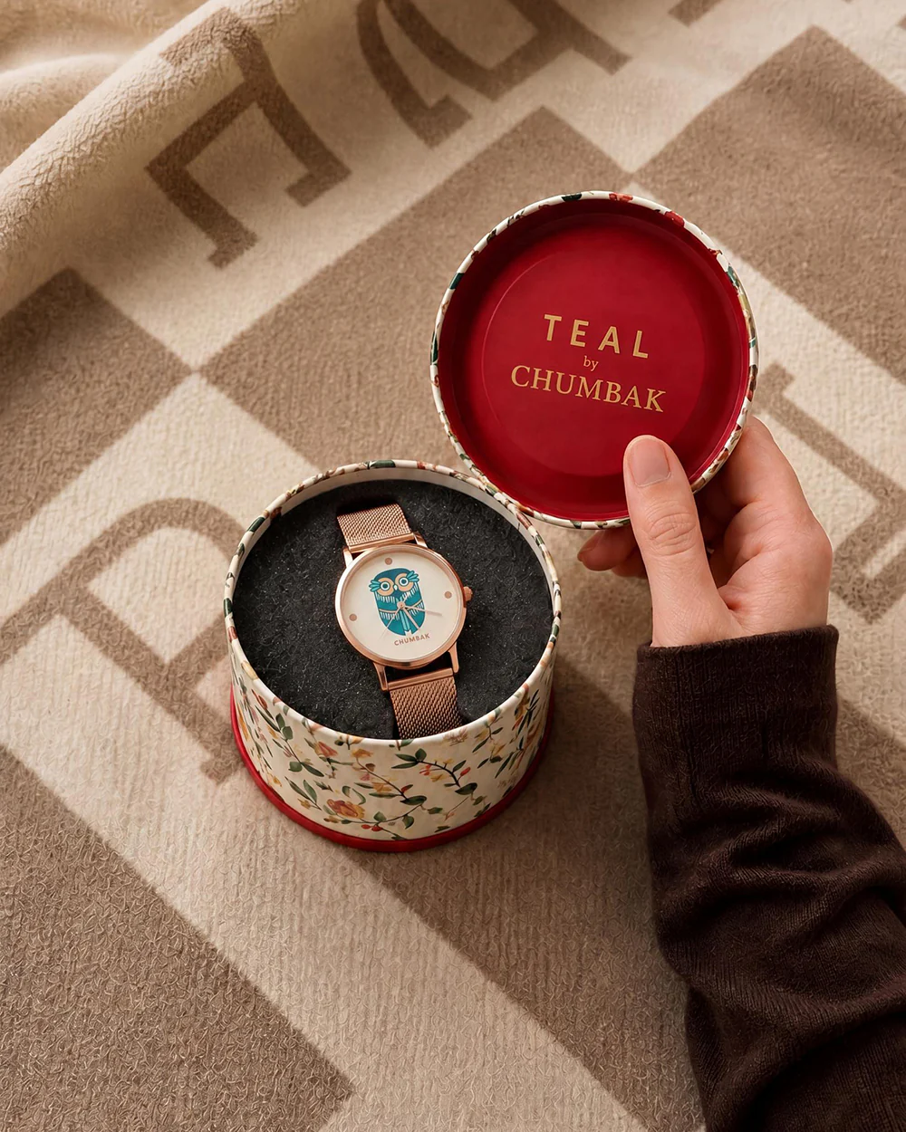 TEAL by Chumbak Vintage Owl Watch, Metal Mesh Strap - Image 7