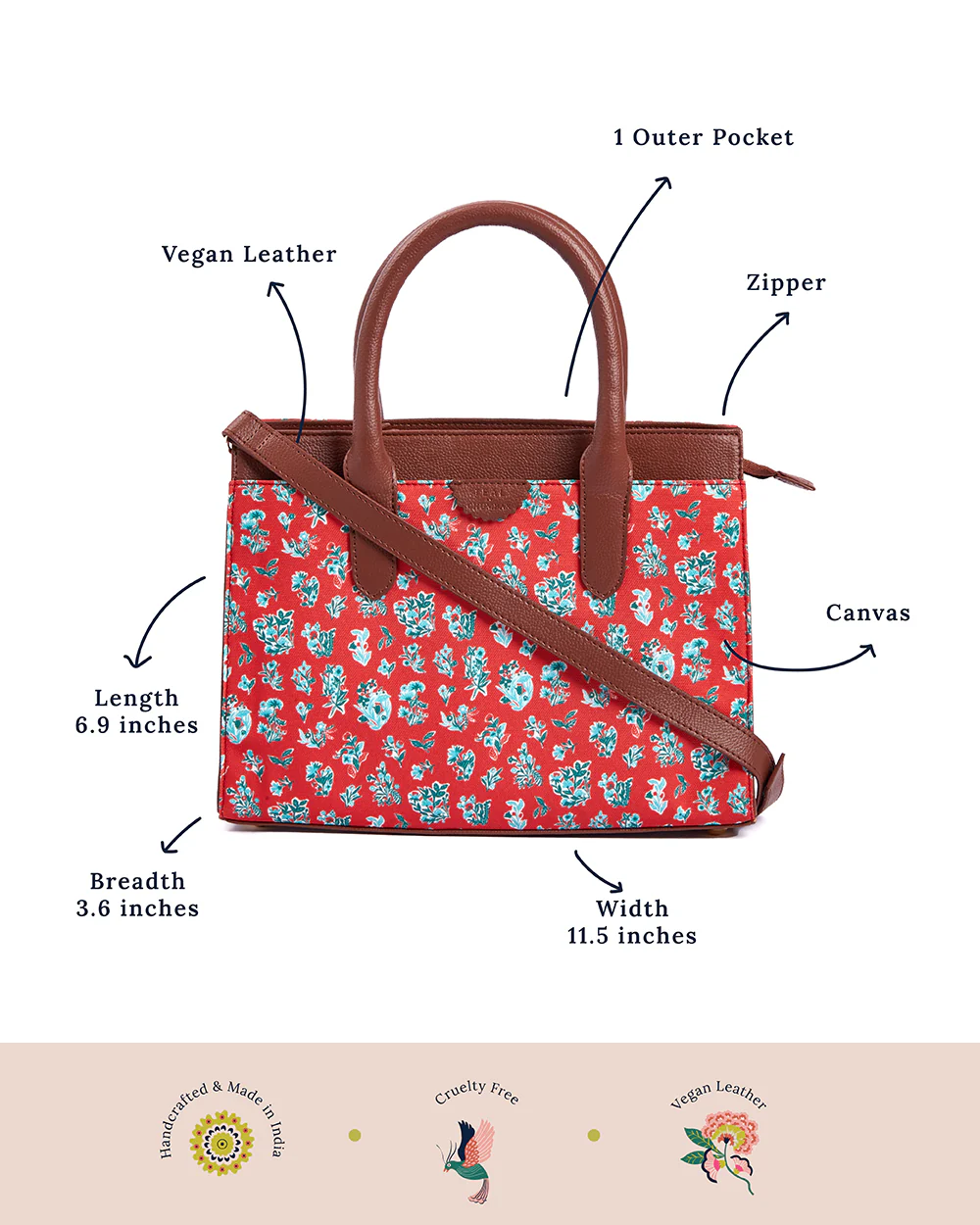 Teal by Chumbak Wildflower Hand Bag - Image 5