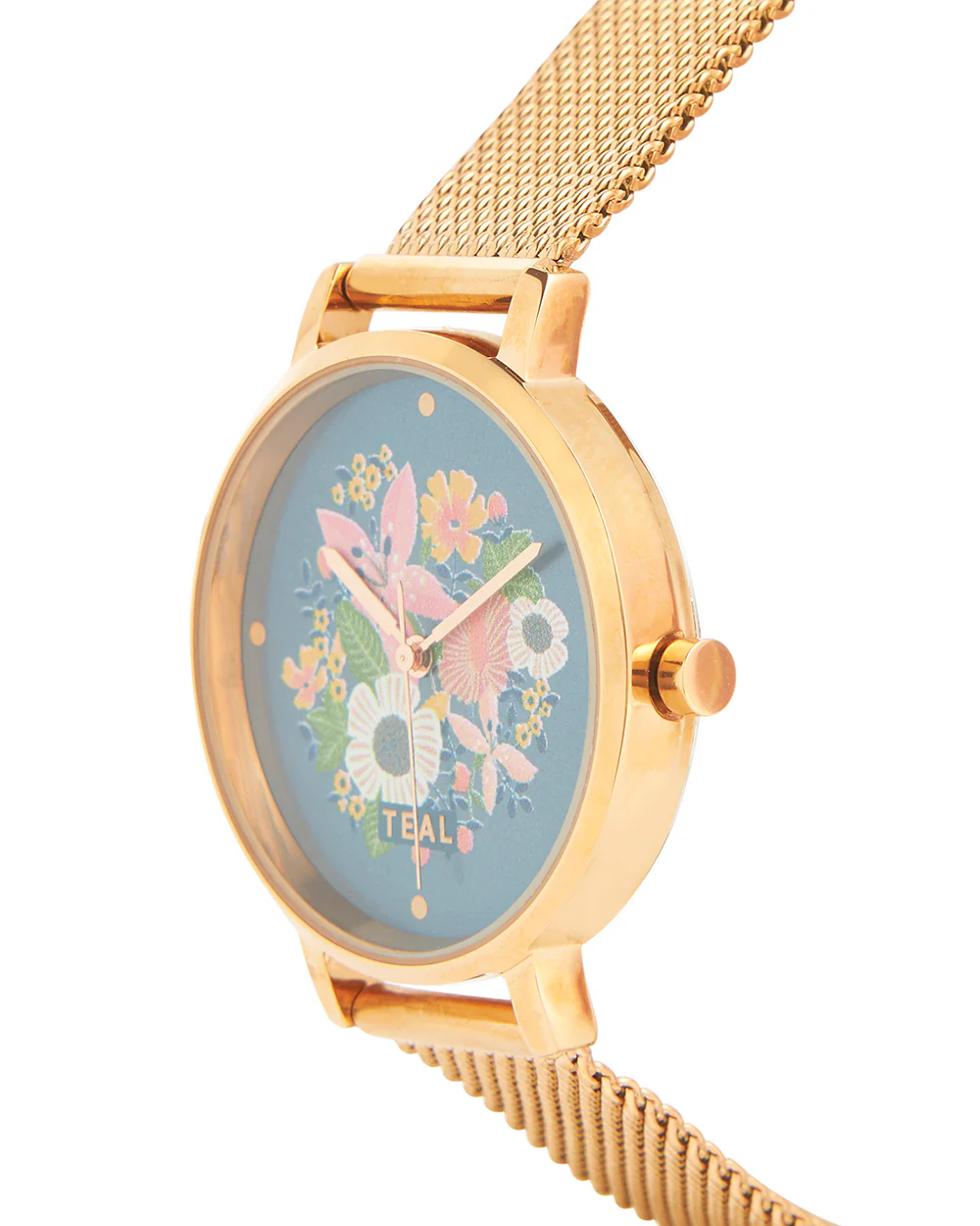Teal by Chumbak Wildflower Watch Metal | Mesh Strap - Rose Gold - Image 3