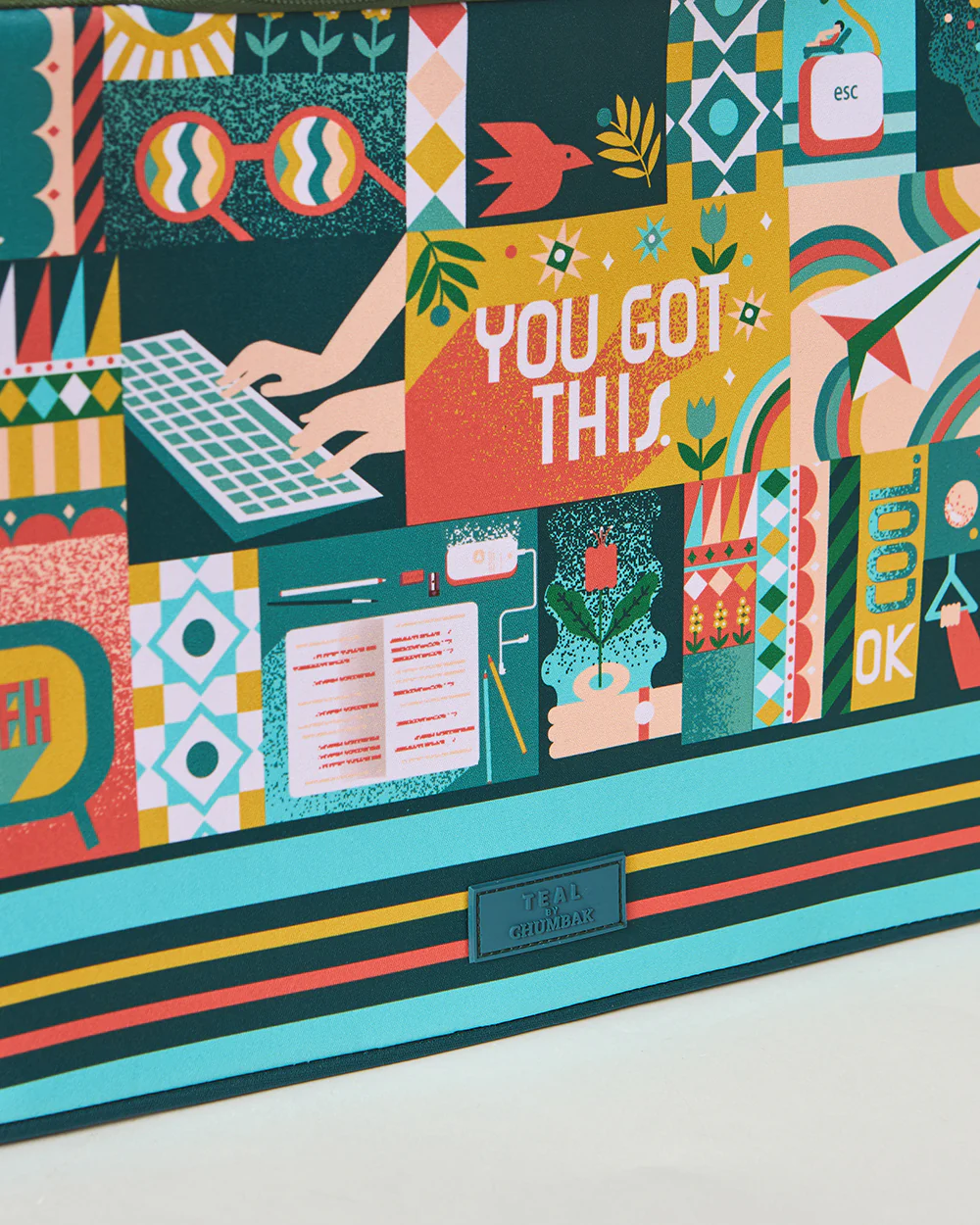 Teal by Chumbak You Got This Laptop Sleeve, 15" - Image 6