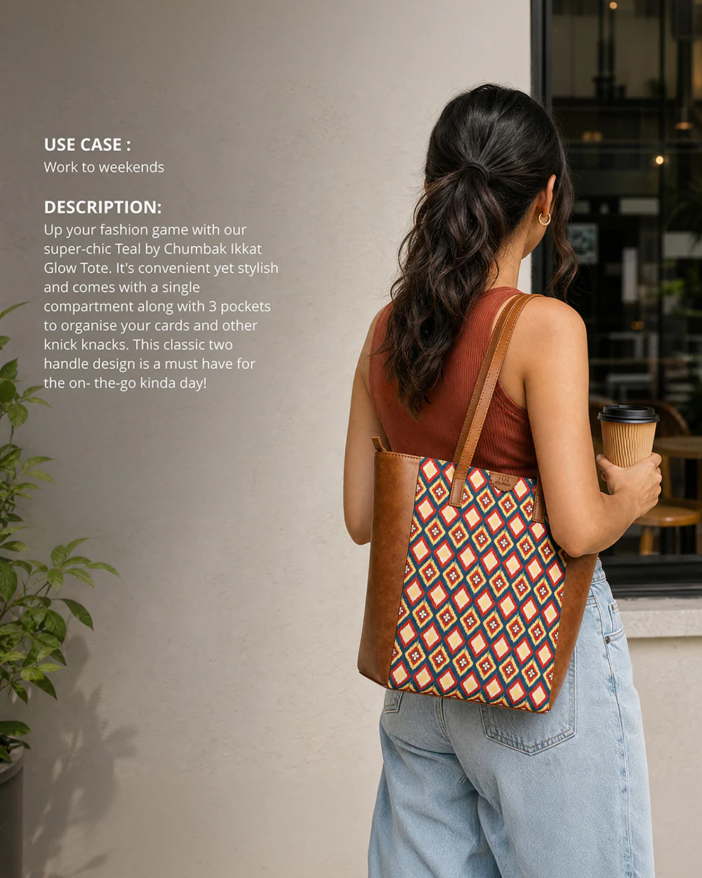 TealByChumbak Ikkat Glow Tote - Image 3