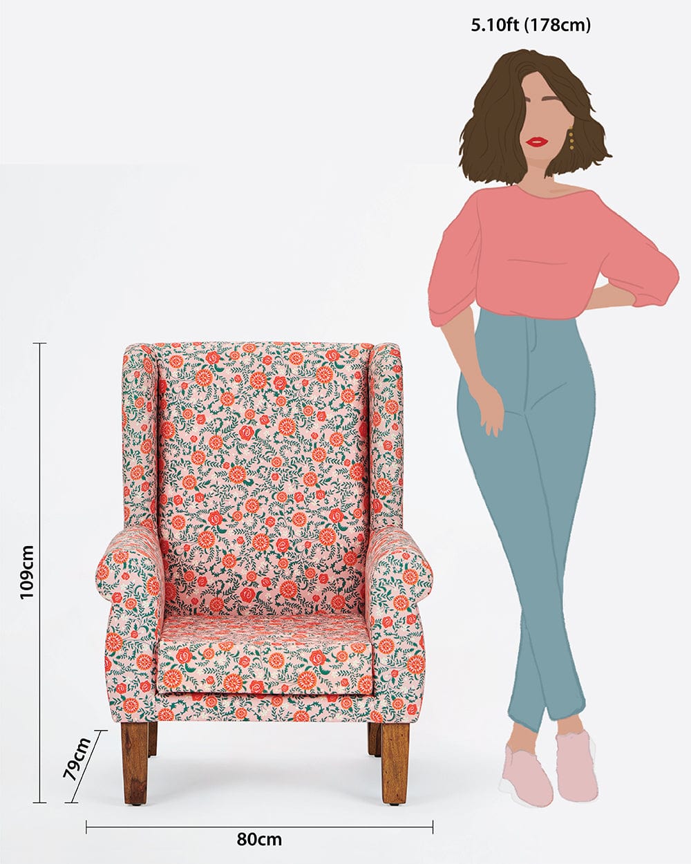 The Begum Wing Chair - Earthy Floral - Image 2