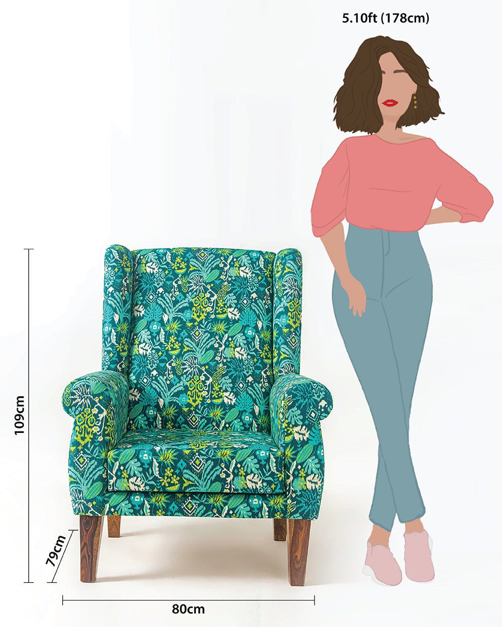 The Begum Wing Chair -Printed - Image 15