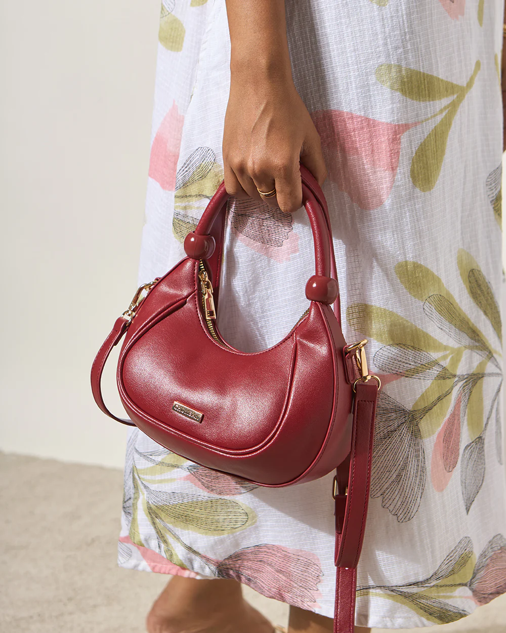 The Venice Crescent Handbag, Maroon | Lost In Paradise - Image 2