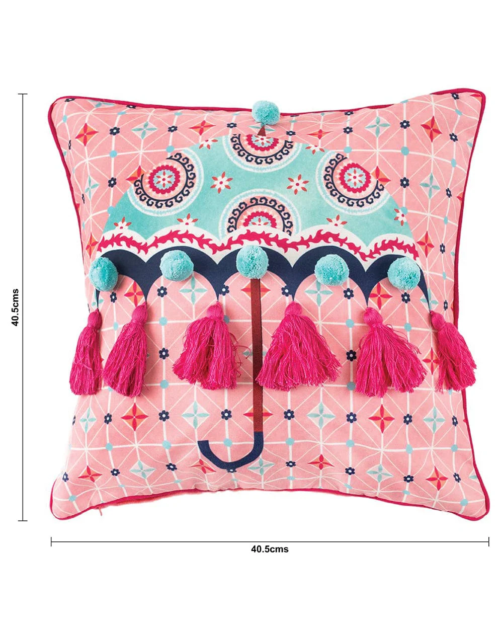 Folk Umbrella Tasseled Cushion Cover - Image 5