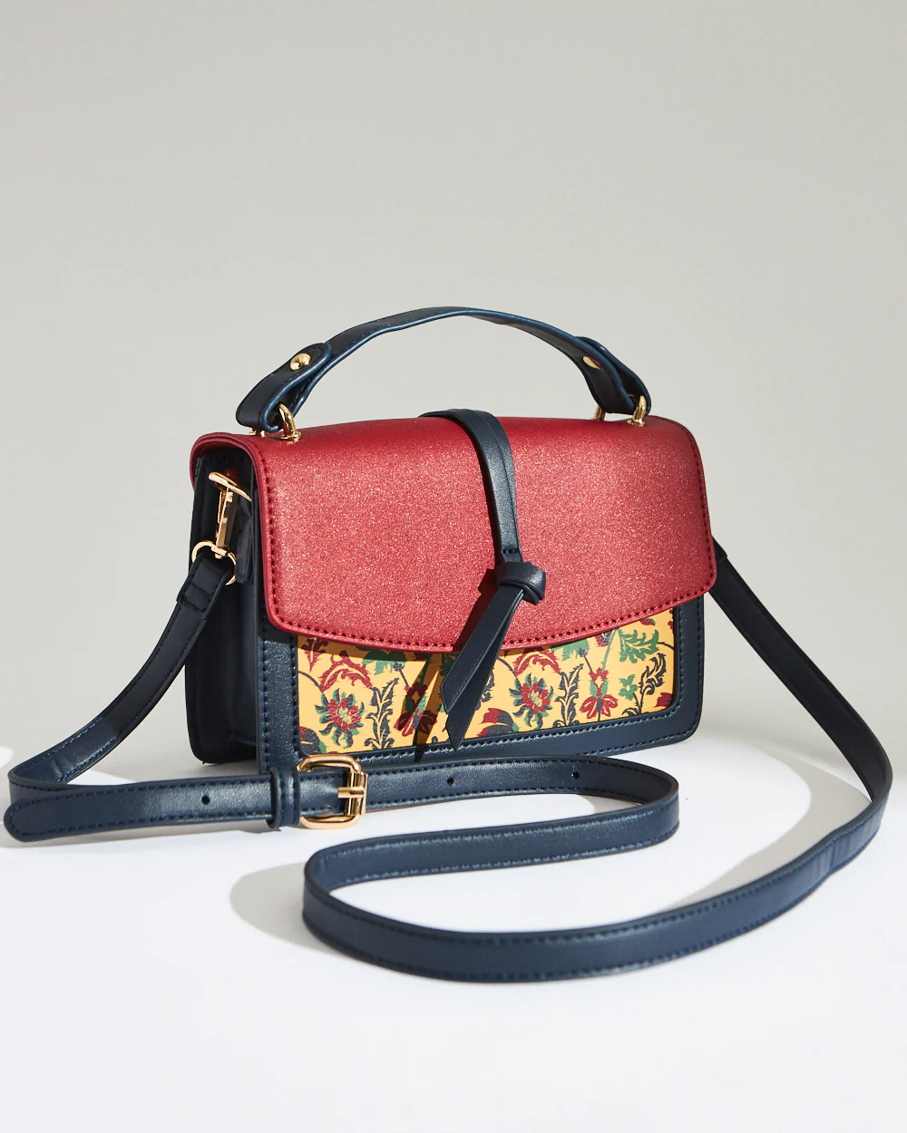 Vibrant Flowers Satchel Bag - Red - Image 2