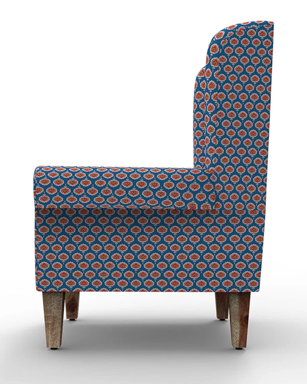 Begum Wing Chair - Blue Ikkat - Image 5