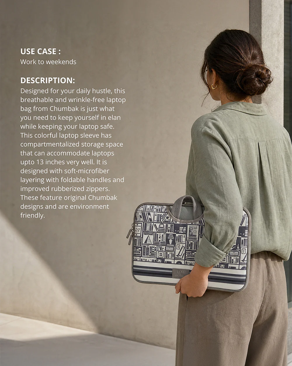 TEAL By Chumbak Welcome to Library Laptop Sleeve - 13inch - Image 3