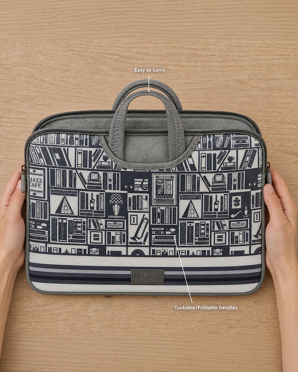TEAL By Chumbak Welcome to Library Laptop Sleeve - 13inch - Image 5