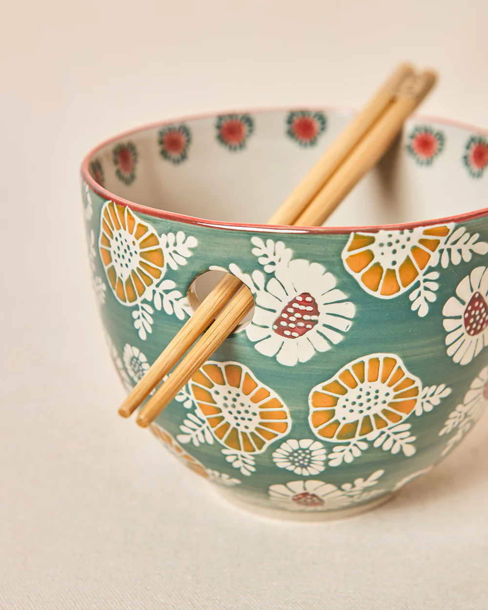 Wildflower Ramen Bowl with Chopsticks, 450ml | Lost in Paradise - Image 3